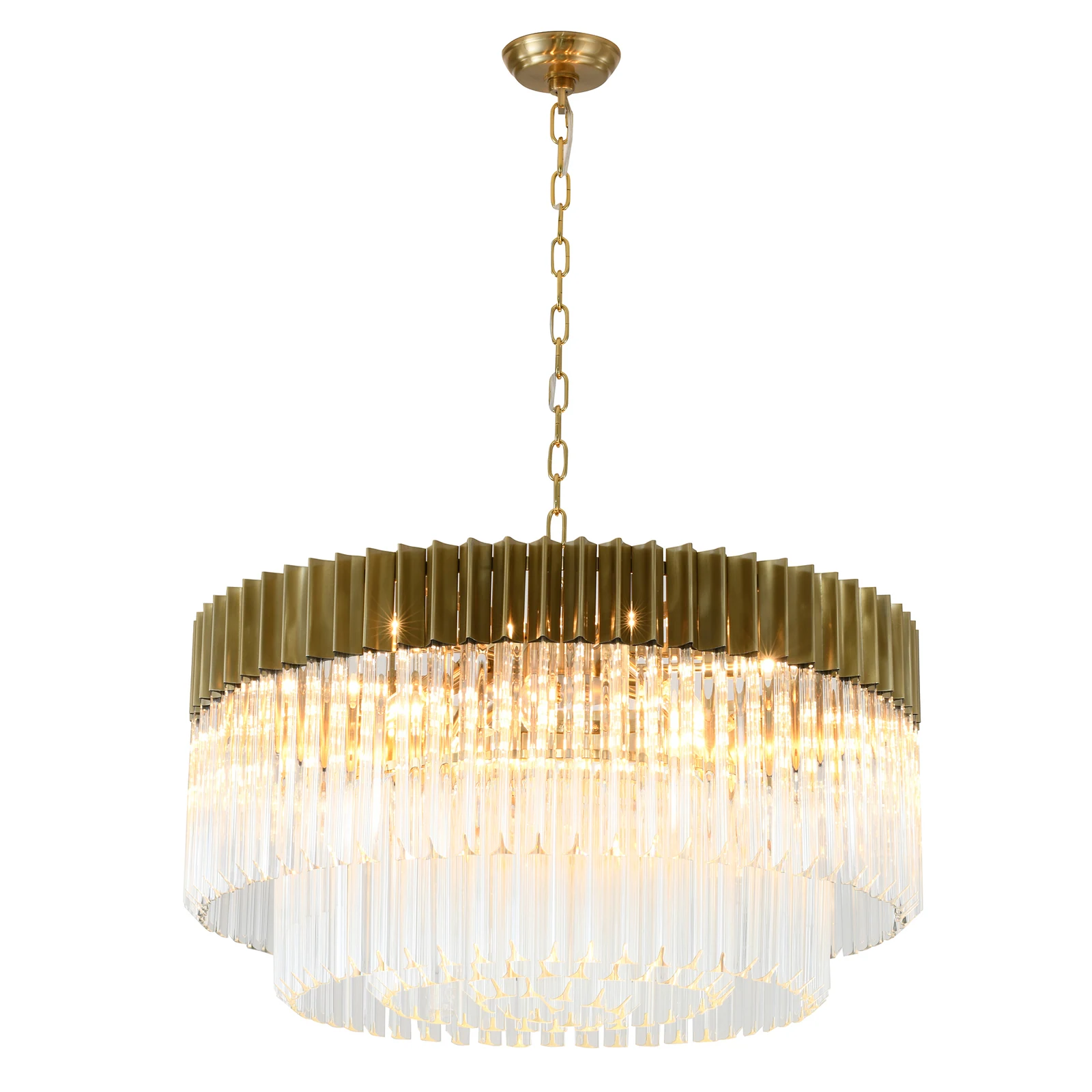 12-Light Brass Chandelier — Crown Lighting