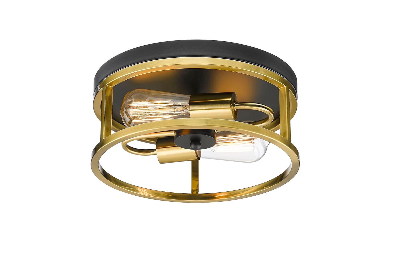 2-Light Black & Gold Flush Mount — Crown Lighting