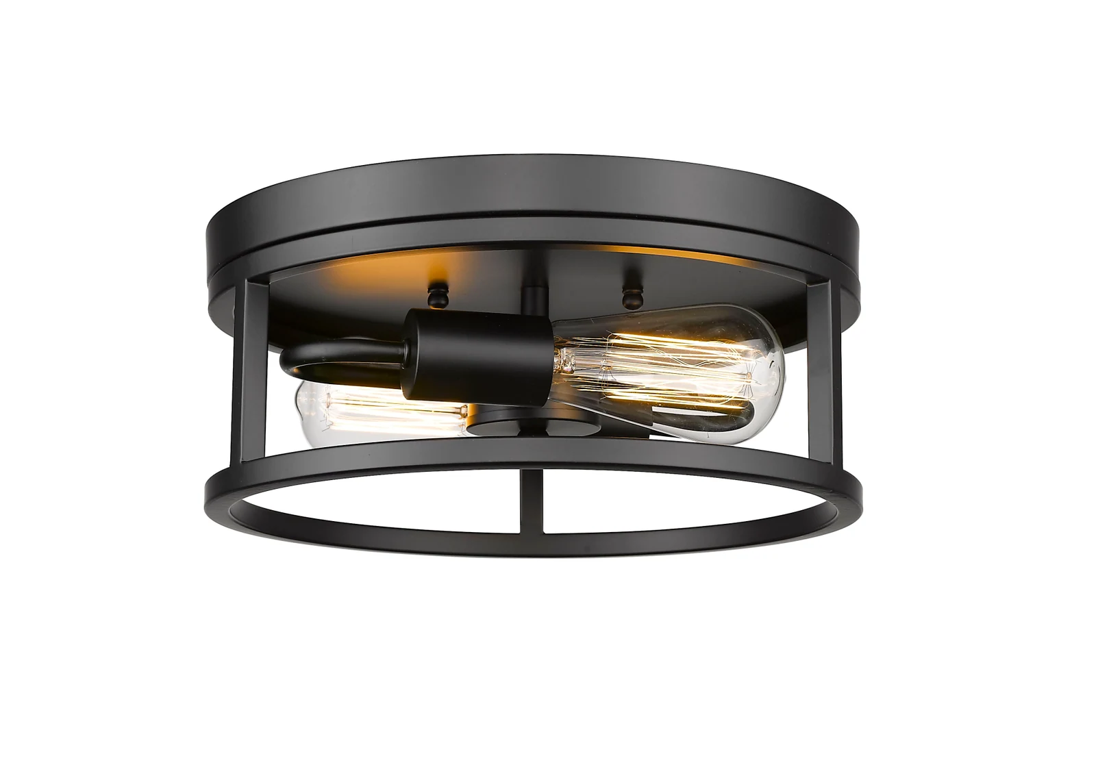 2-Light Black Flush Mount — Crown Lighting