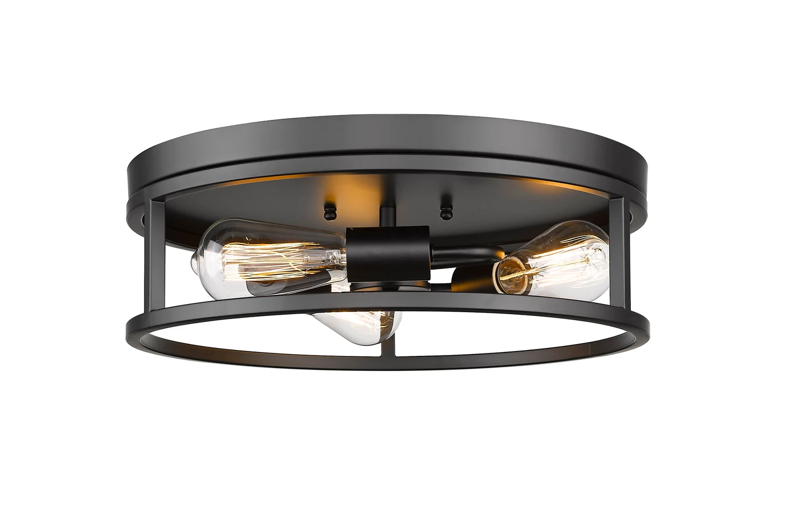 3-Light Black Flush Mount — Crown Lighting