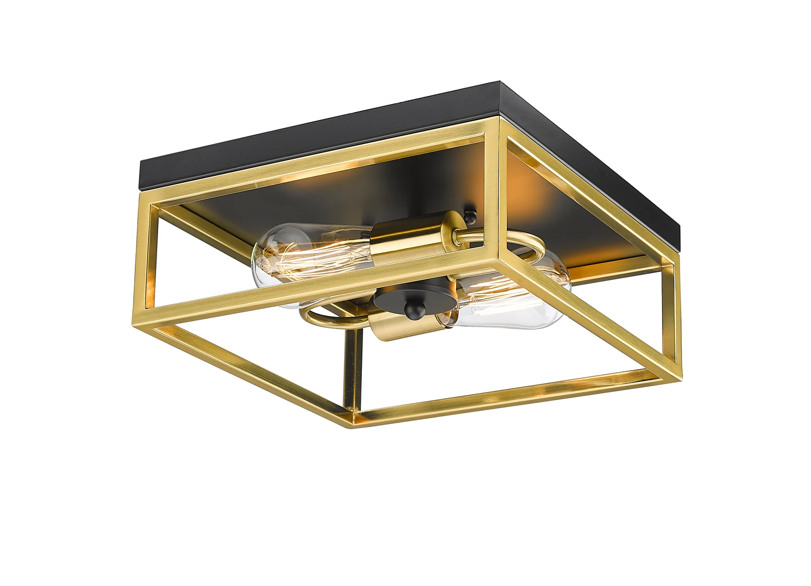 2-Light Black & Gold Flush Mount — Crown Lighting