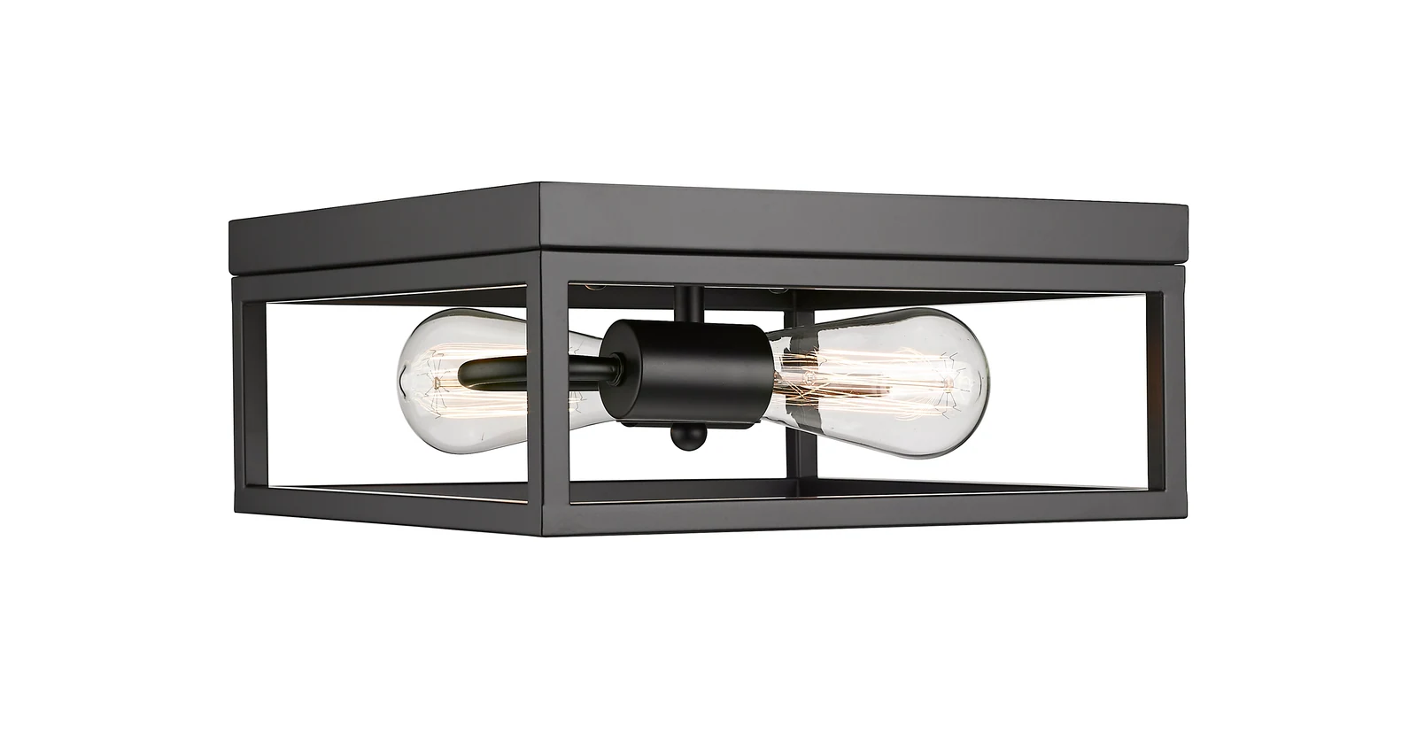 2-Light Black Flush Mount — Crown Lighting