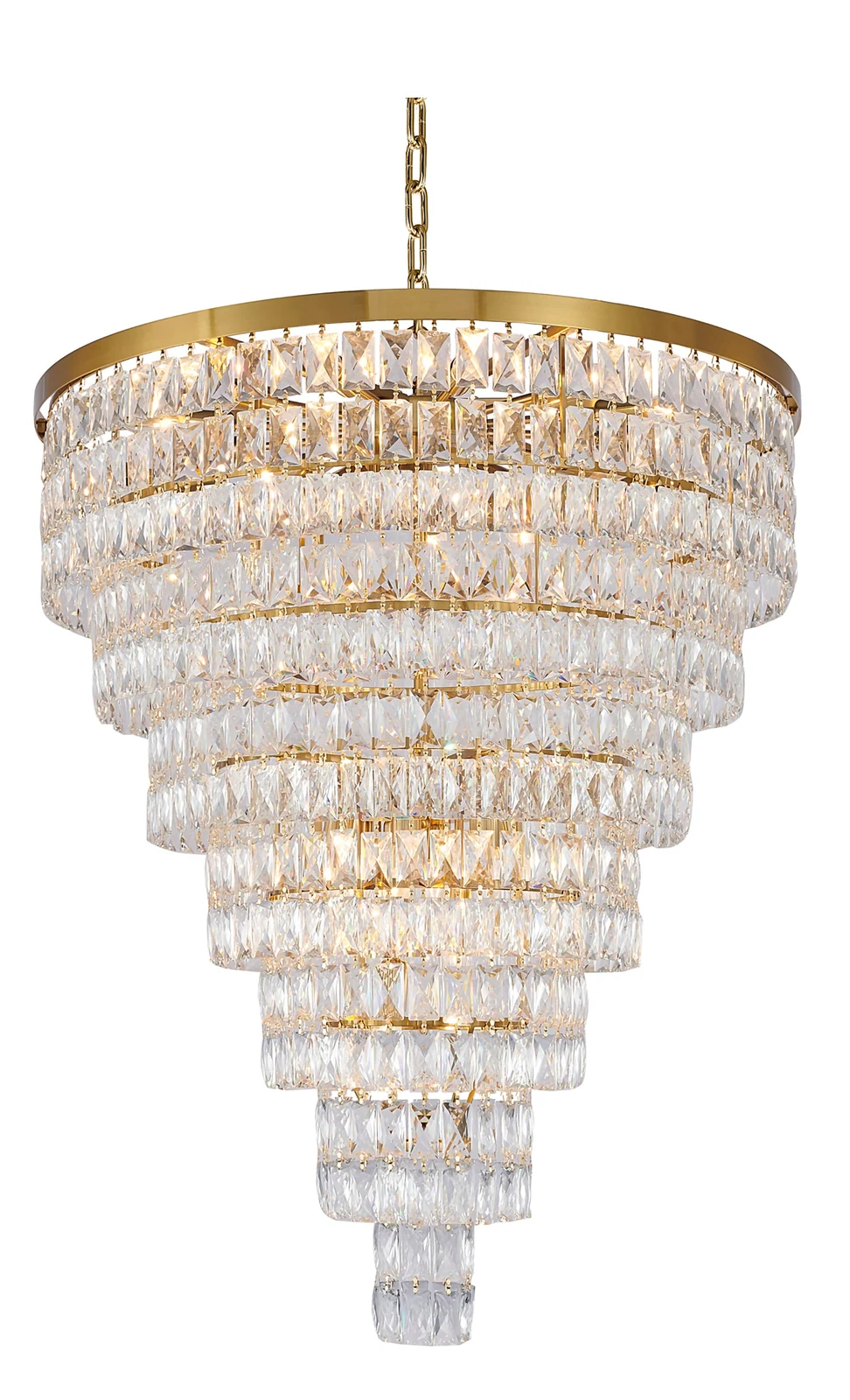 32-Inch Orbit 7-Tier Gold Waterfall Crystal Chandelier: OC51C32G — Crown Lighting
