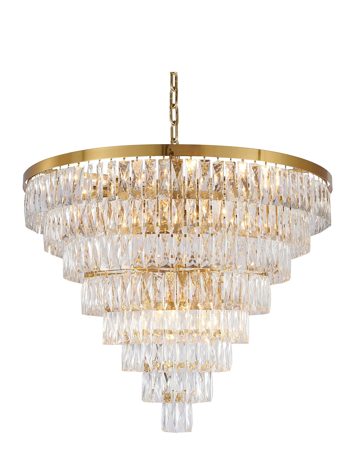 28-Inch Golden Waterfall 8-Tier Crystal Chandelier: OC46C36G — Crown Lighting