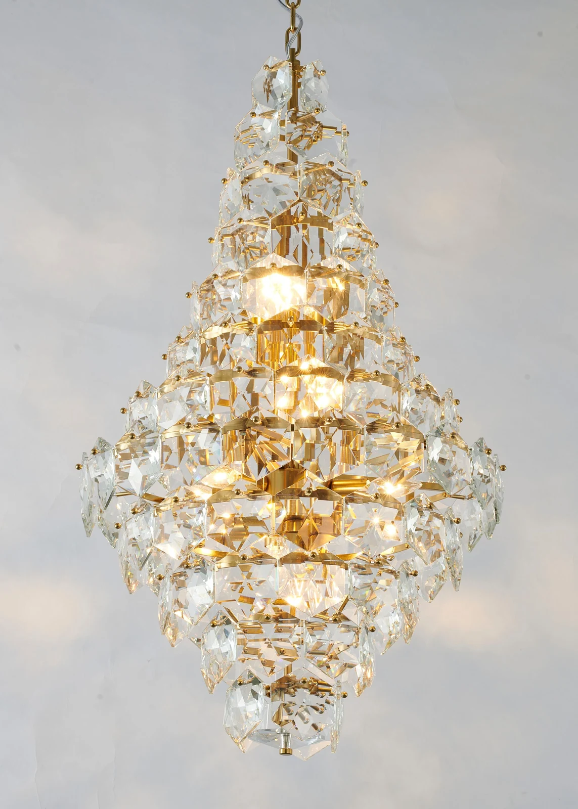 24-Inch Empire Brass Basket 15-Light Crystal Chandelier: GL436C24BR-1 — Crown Lighting