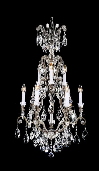 20.5-Inch Victorian Pewter 10-Light Candelabra Chandelier with Crystal Bobeches: BET64PEW — Crown Lighting