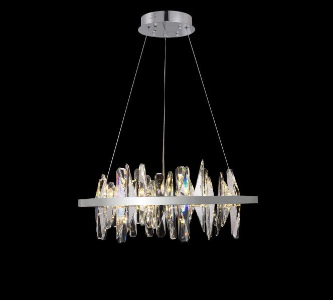 Chrome Ring Cut Crystal Chandelier - 23-Inch for Dining Room — Crown Lighting