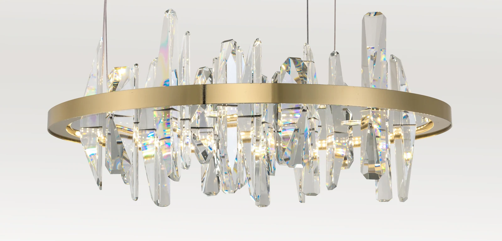 Golden Ring Cut Crystal Chandelier - 23-Inch Round Ring for Dining Room — Crown Lighting