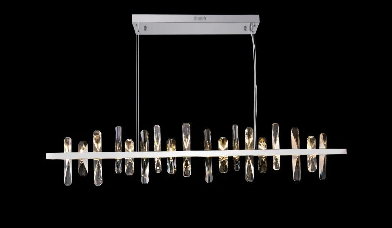 Chrome Bar Cut Crystal Chandelier - 47-Inch for Dining Room — Crown Lighting
