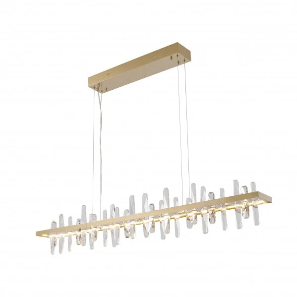 Golden Bar Cut Crystal Chandelier - 47-Inch Dining Room — Crown Lighting