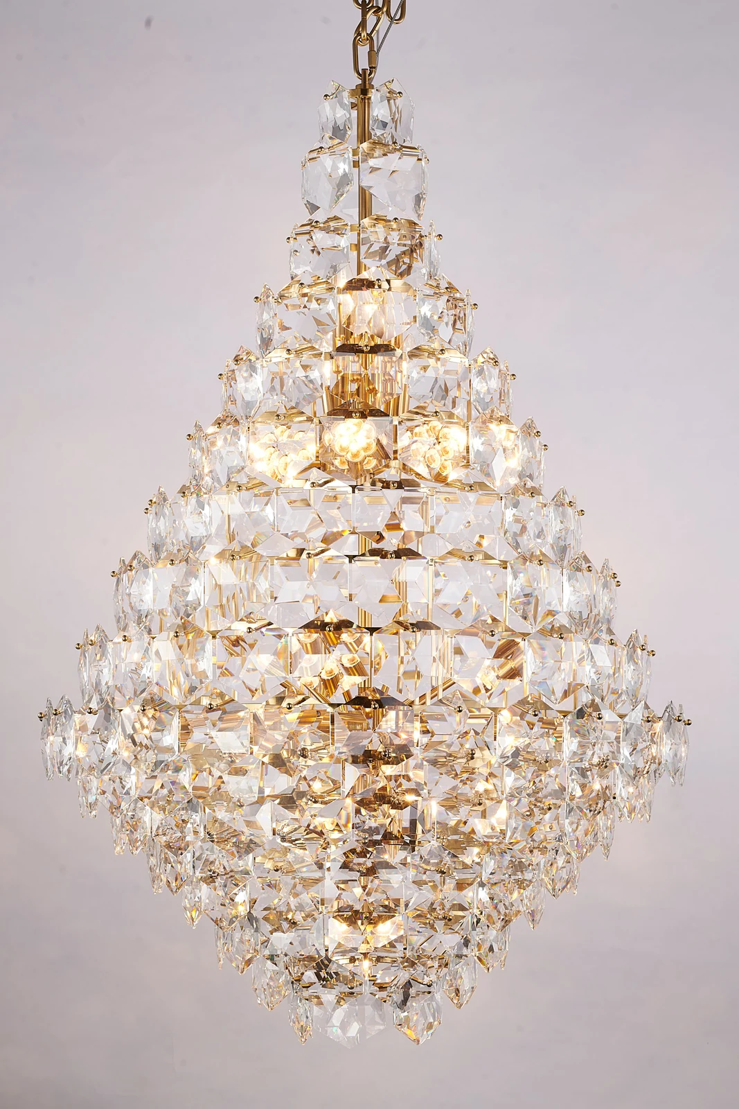 Brass Tear Drop Crystal Chandelier - 60-Inch for Dining Rooms — Crown Lighting