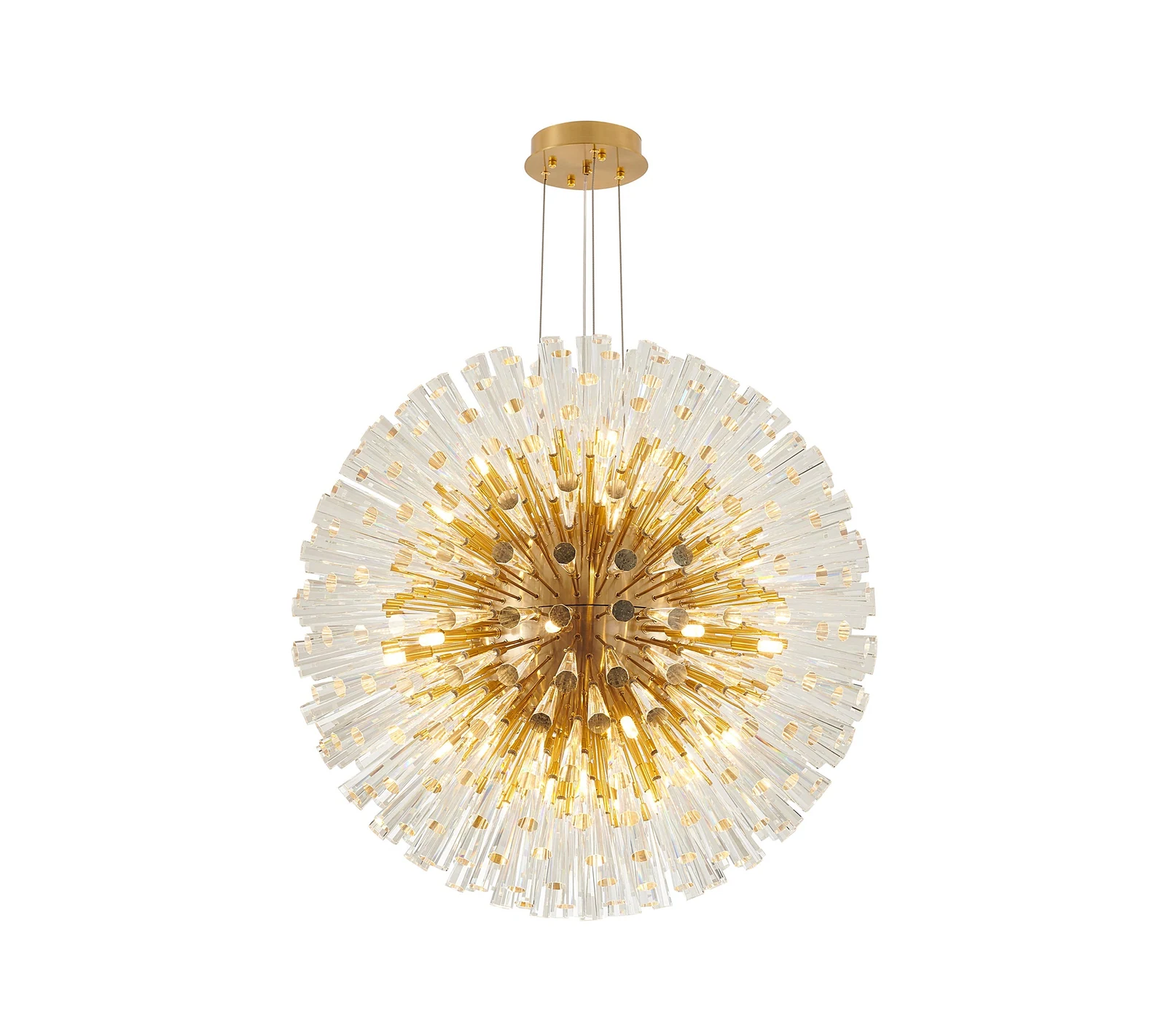 Brass Starburst Crystal Chandelier - 35-Inch Globe for Entry — Crown Lighting