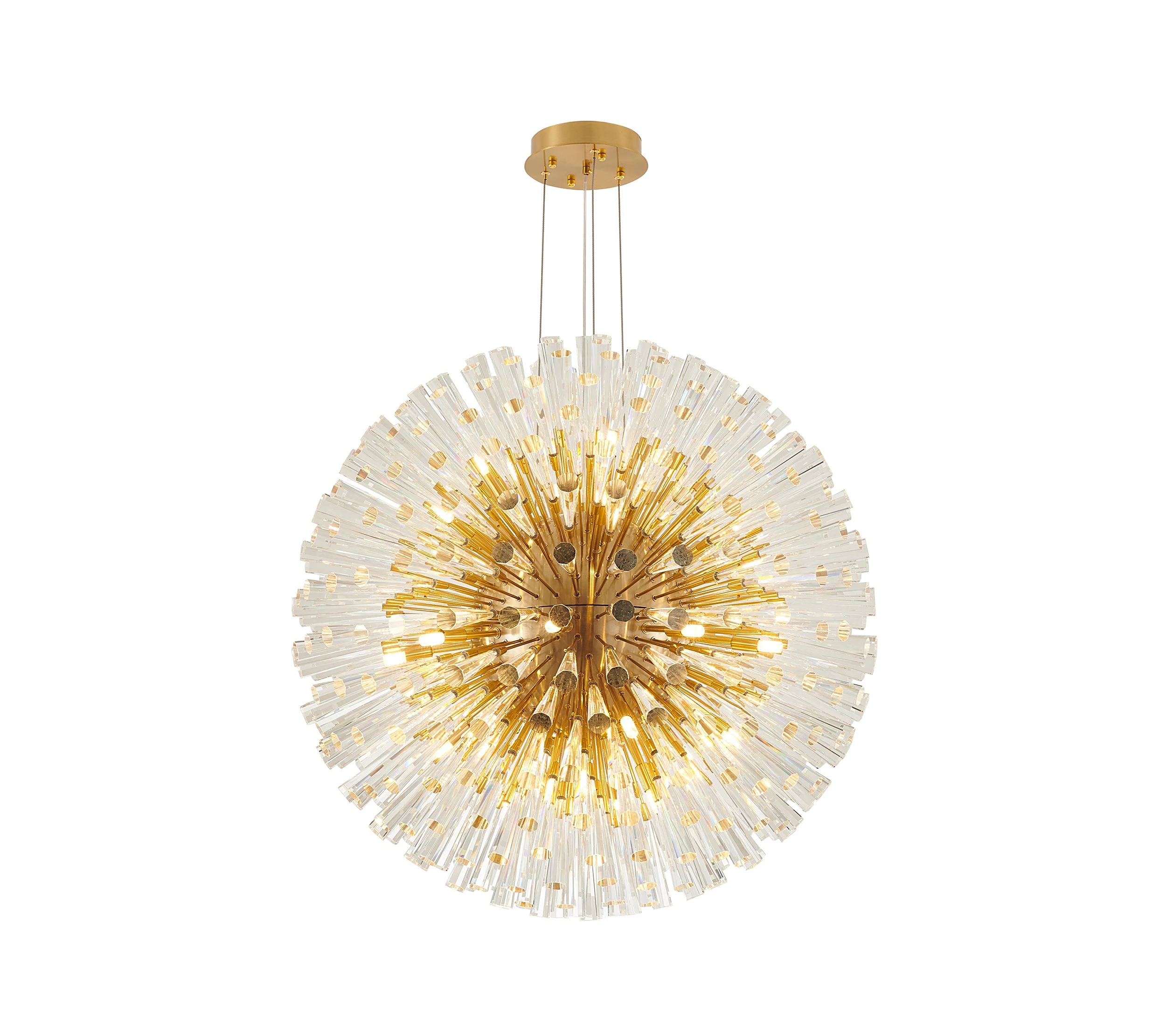Brass Starburst Crystal Chandelier - 35-Inch Globe for Entry · SKU GA74C35BR · Crown Lighting Brass Starburst Crystal Chandelier - 35-Inch Globe for Entry — Crown Lighting