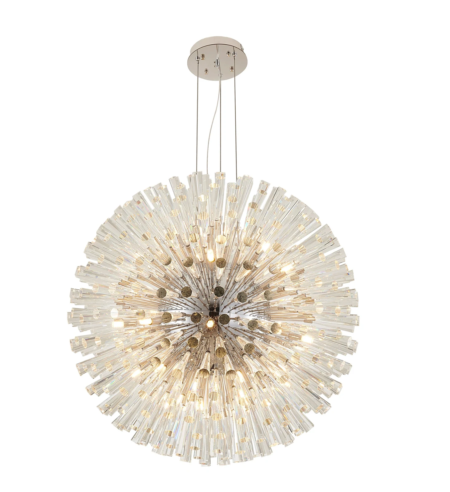 Chrome Starburst Crystal Chandelier - 35-Inch Globe for Entry — Crown Lighting