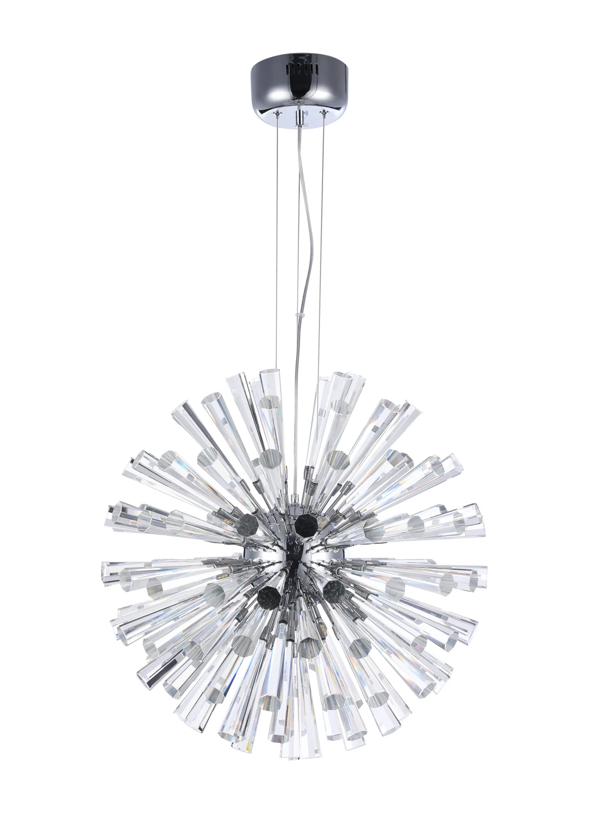 Chrome Starburst Crystal Chandelier - 22-Inch Globe for Dining Room — Crown Lighting