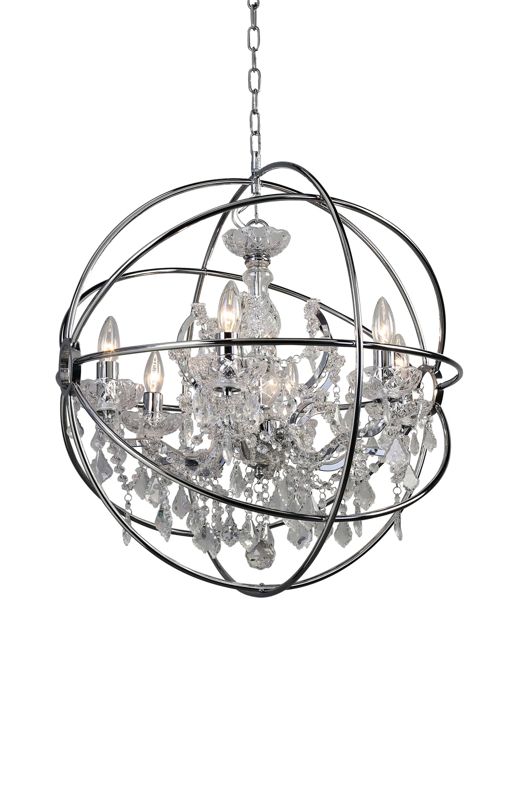 6-Light Chrome Chandelier — Crown Lighting