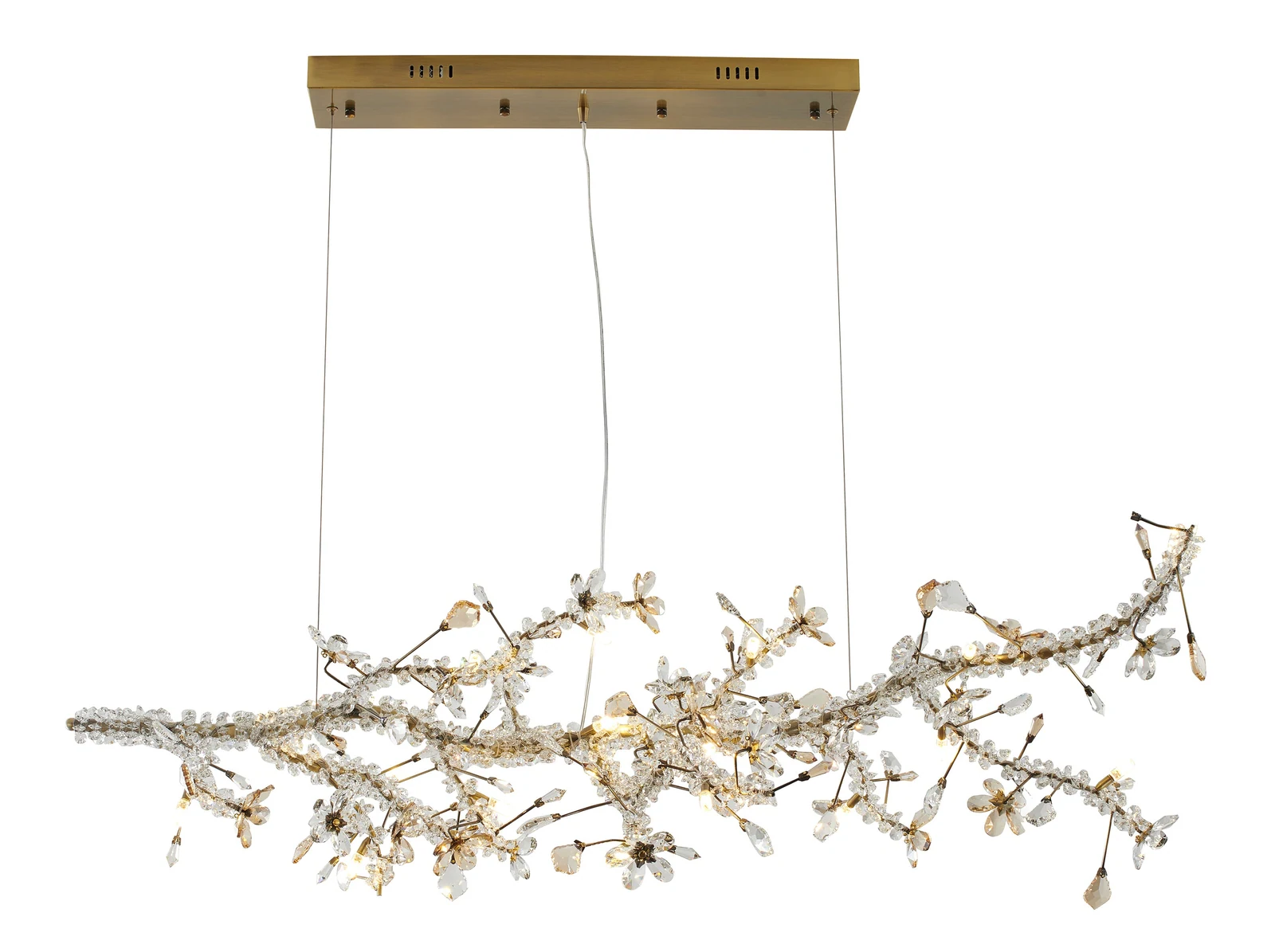 Golden Branch Crystal Chandelier - 52-Inch with Crystal Petals for Dining Room — Crown Lighting