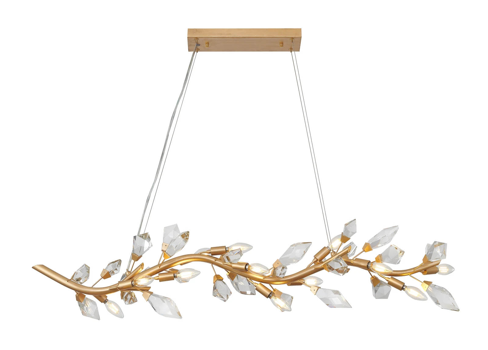 Gold Branch Crystal Chandelier - 47-Inch Organic Sculpture with Clear Petals: The IMG01C47G — Crown Lighting