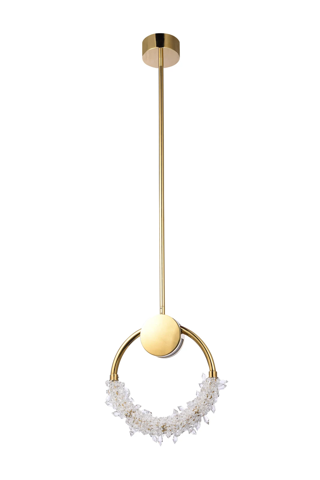 12-Inch Golden Integrated LED Crystal Ring Pendant: The BU07P11G — Crown Lighting