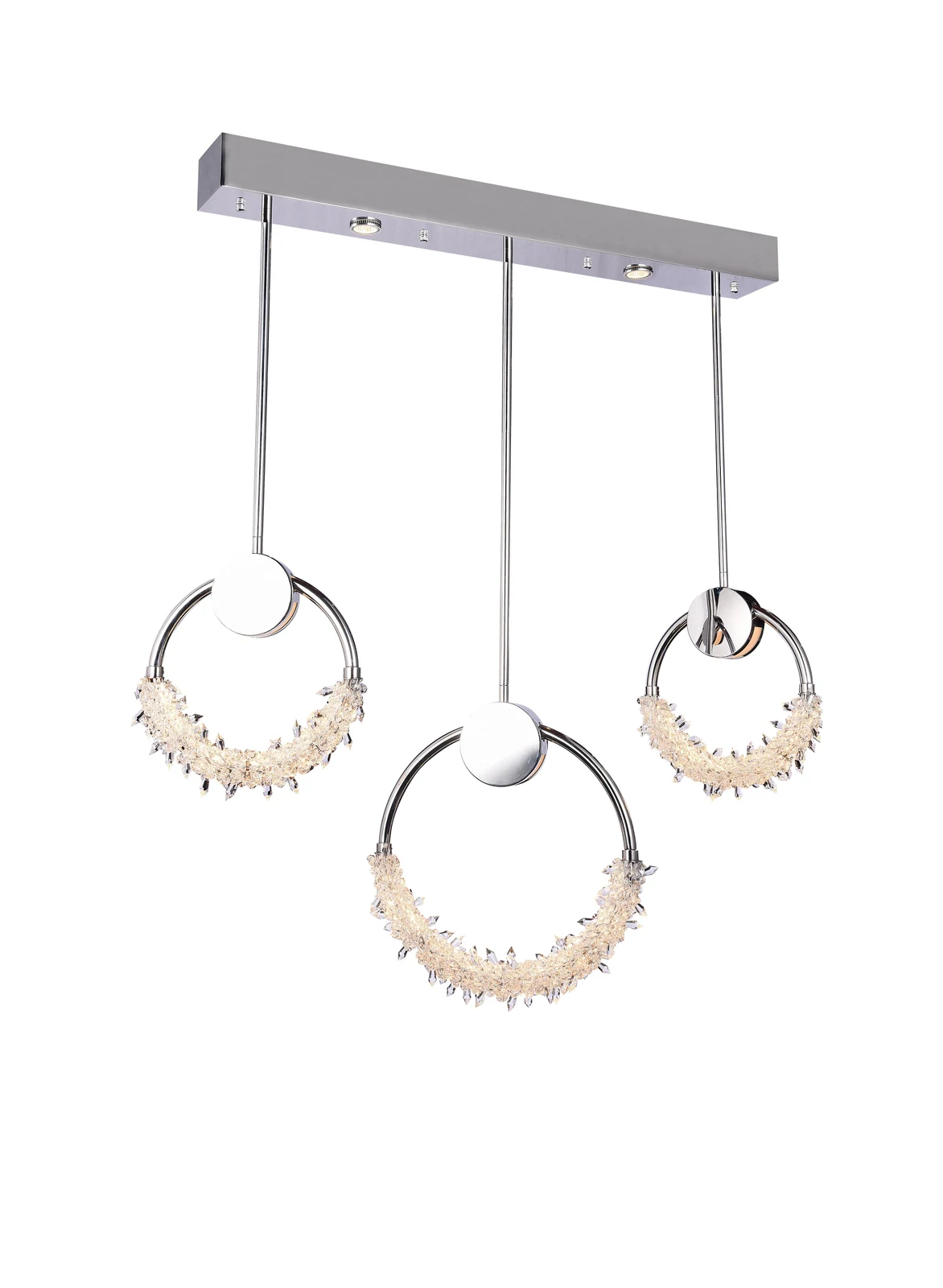 47-Inch Chrome & Crystal 3-Ring Dimmable Integrated LED Chandelier: The BU09C47CH — Crown Lighting