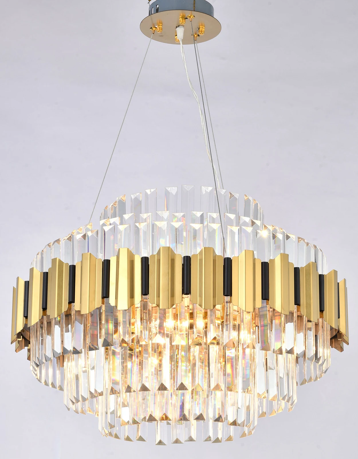 24-Inch Golden Reverse Hourglass Crystal Waterfall Chandelier: The GL417C24G — Crown Lighting