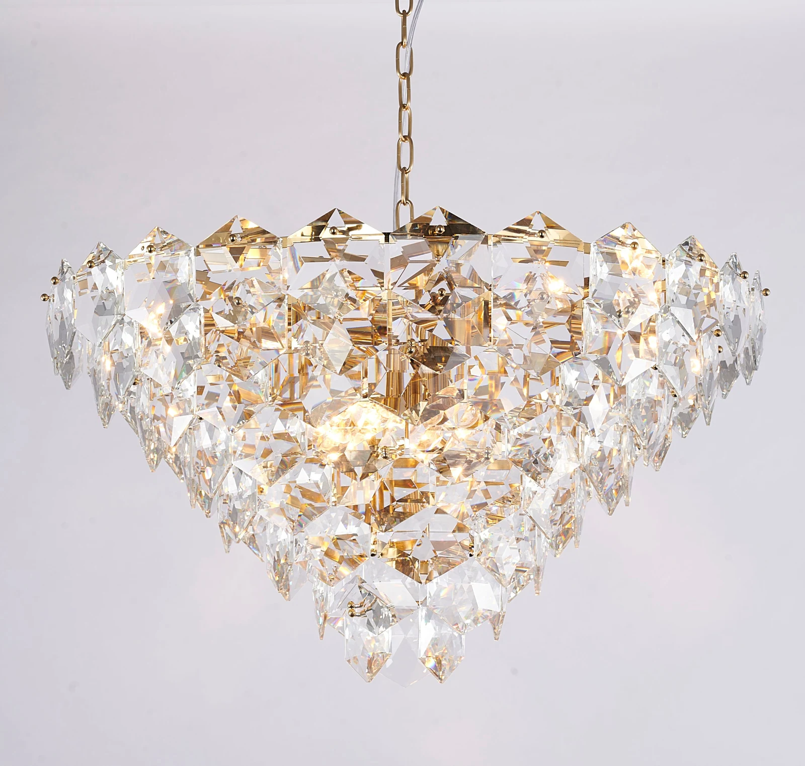 32-Inch Golden Modern Cascading Crystal Chandelier: The GL433C32G — Crown Lighting