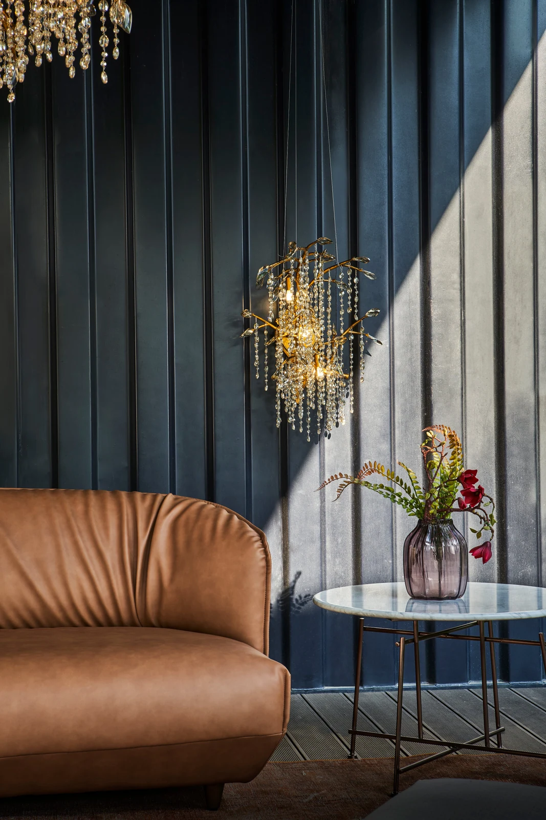 The AZ02GD: A Branching Wall Sconce Masterpiece in Matte Gold & Champagne Crystal — Crown Lighting