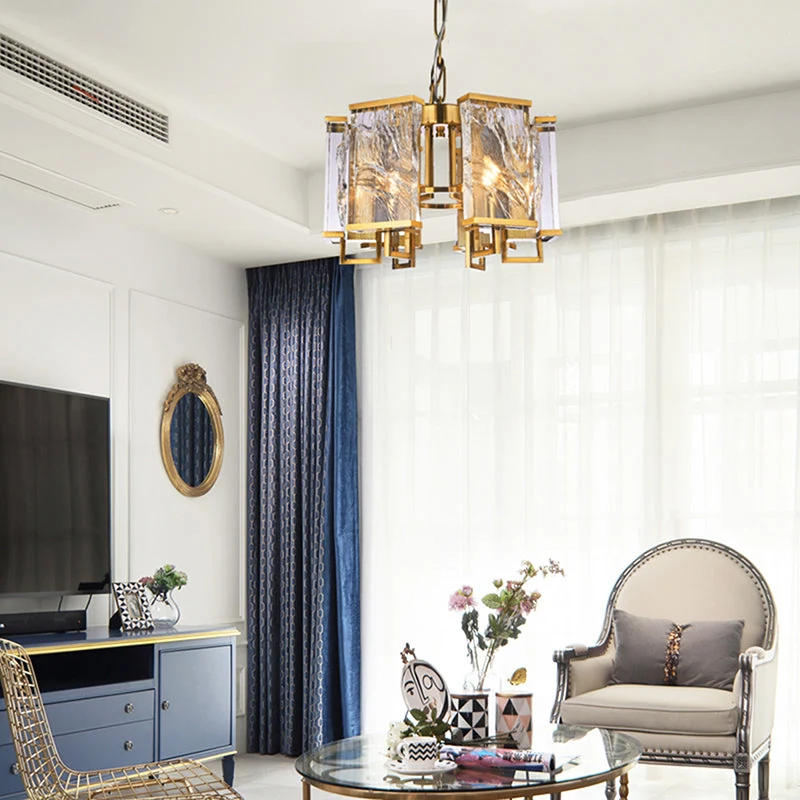 22-Inch Circular Polished Brass & Distorted Crystal Plaque Chandelier: MU74 — Crown Lighting
