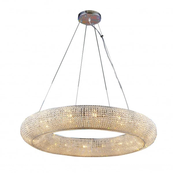 32-Inch Custom Chrome & Crystal Halo Ring Chandelier: LX52 — Crown Lighting
