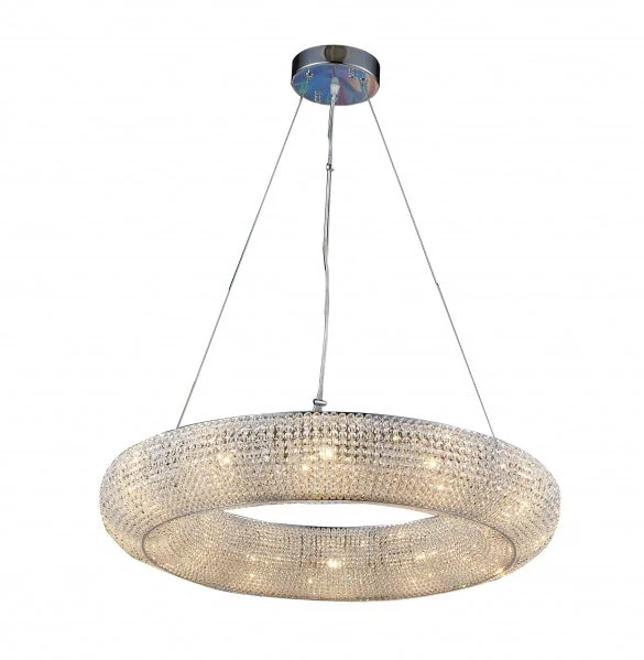 24-Inch Custom Chrome & Crystal Halo Ring Chandelier: LX51 — Crown Lighting