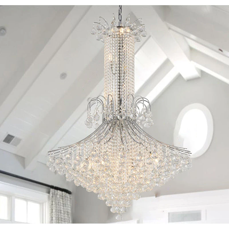 48-Inch Tall Regency-Style Chrome Crystal Waterfall Chandelier: LA46C48CH — Crown Lighting