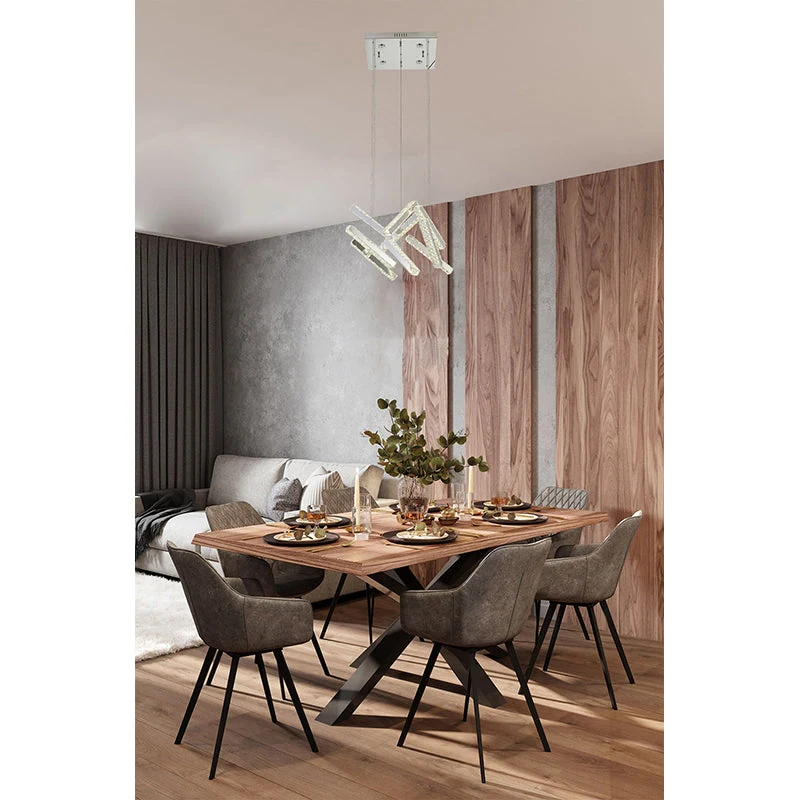 20-Inch Chrome & Crystal Gemstone Geometric LED Pendant: JP05 — Crown Lighting