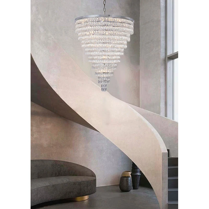 42-Inch Polished Chrome 32-Light 9-Tiered Custom Crystal Pyramid Chandelier: OC49C42CH — Crown Lighting