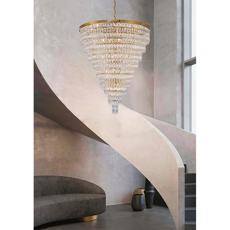 36-Inch Gold 32-Light 9-Tiered Crystal Pyramid Chandelier: OC49C42G — Crown Lighting