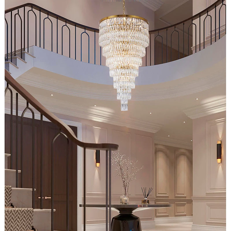32-Inch Gold 39-Light 7-Tiered Grand Crystal Pyramid Chandelier: OC53C32G — Crown Lighting