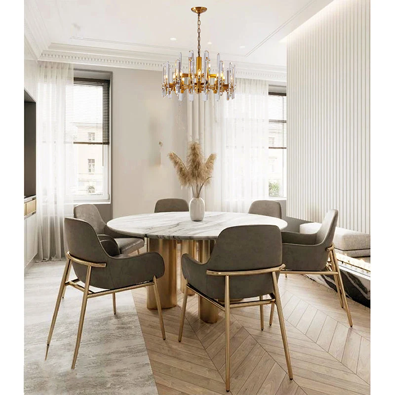 25-Inch Gold 12-Light Modern Crystal Plaque Chandelier: MU56C25G — Crown Lighting