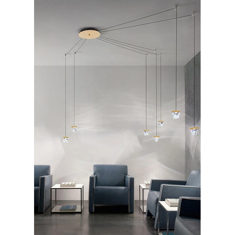 32-Inch Gold 9-Light Modern Mobile Web Crystal Chandelier: MU82C32BR — Crown Lighting