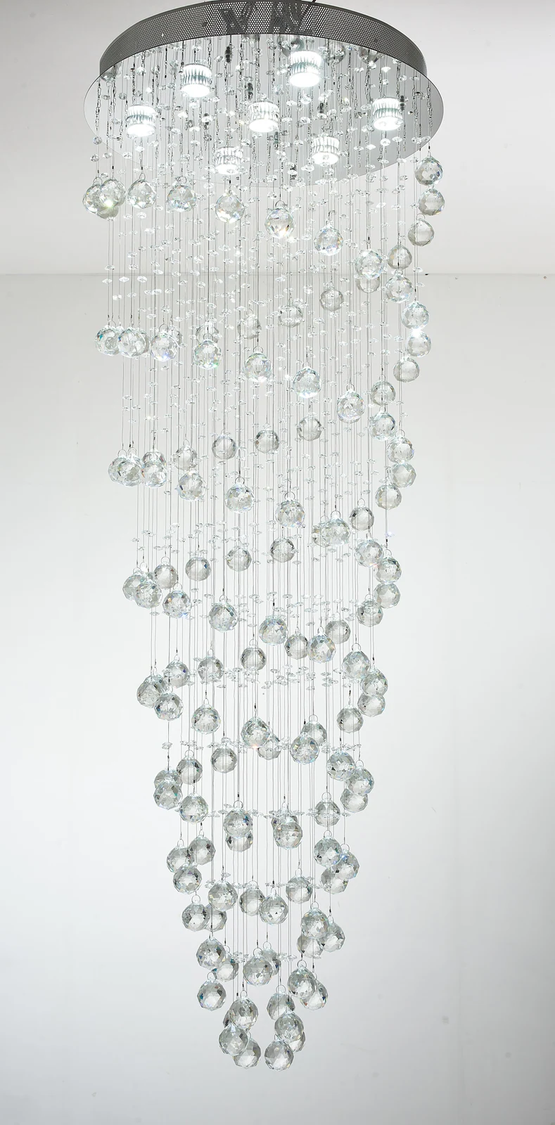 32-Inch Chrome 12-Light Grand Double-Helix Crystal Spiral Chandelier: LX12-9 — Crown Lighting