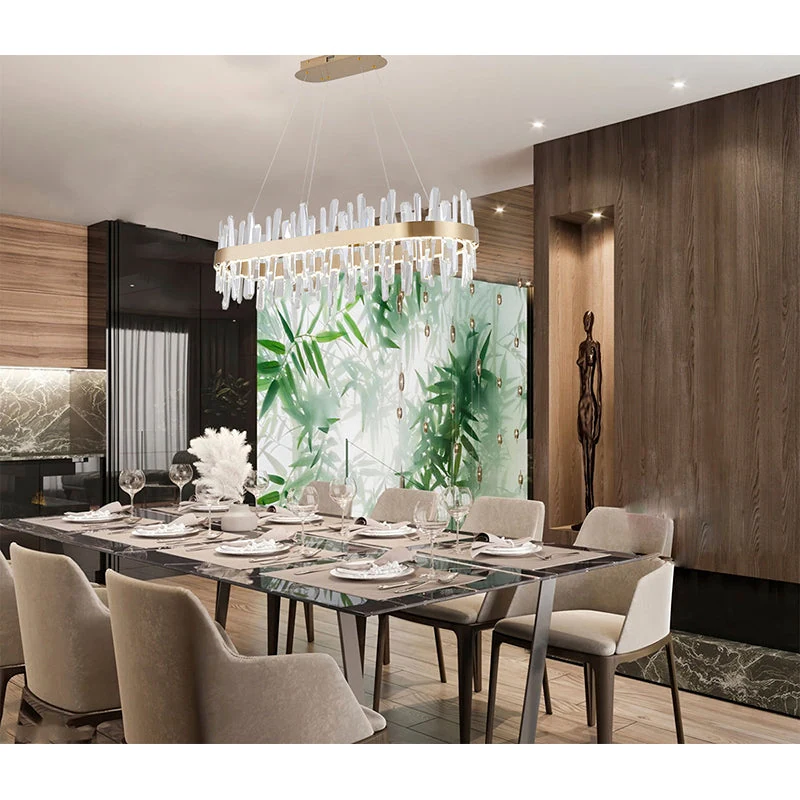40-Inch Gold Oval LED "Stalactite" Crystal Chandelier: FT74C40G — Crown Lighting