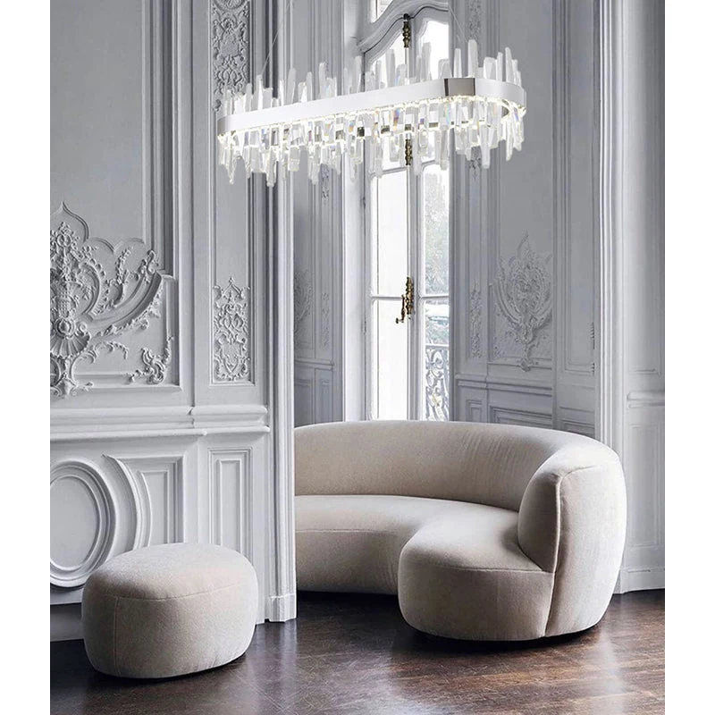 40-Inch Chrome Oval LED "Stalactite" Crystal Chandelier: FT74C40CR — Crown Lighting