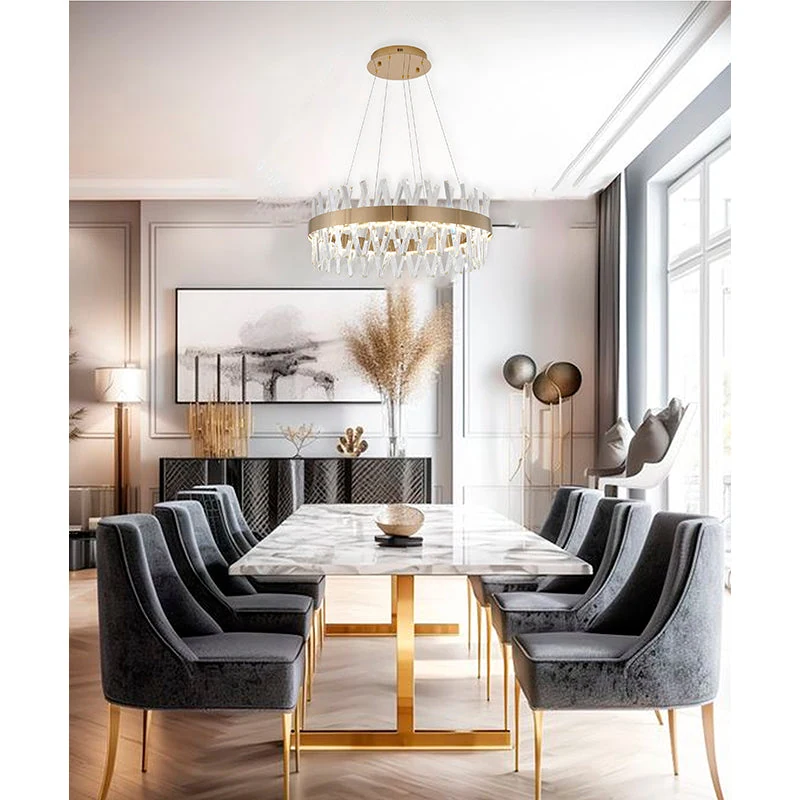 26-Inch Gold Circular LED Dimmable Crystal Chandelier: FT52C26G — Crown Lighting