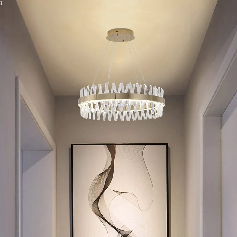 32-Inch Gold Circular LED Dimmable Crystal Chandelier: FT51C32G — Crown Lighting