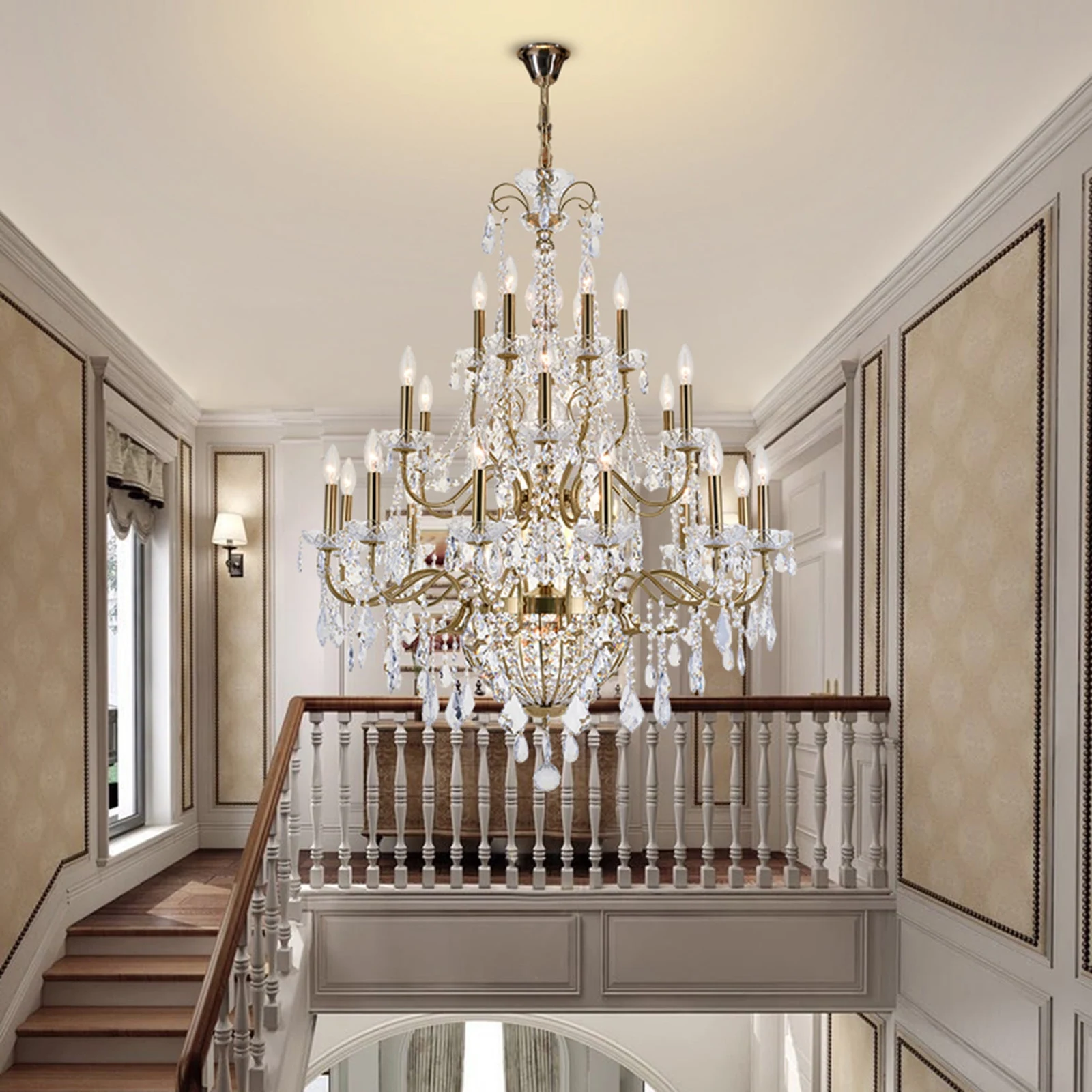 36-Inch Copper 26-Light Triple-Tier Candelabra Crystal Chandelier: LA28C36CO — Crown Lighting