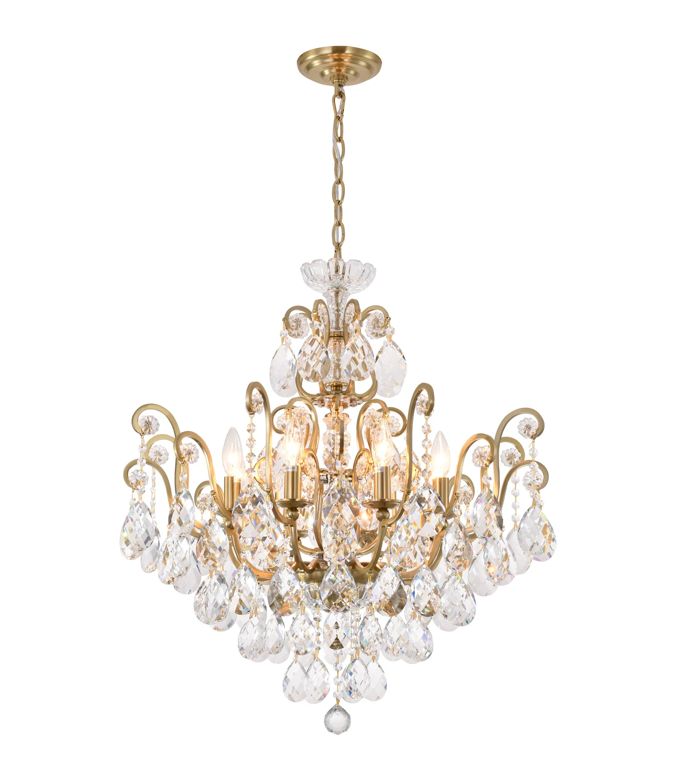 8-Light Antique Brass Chandelier — Crown Lighting