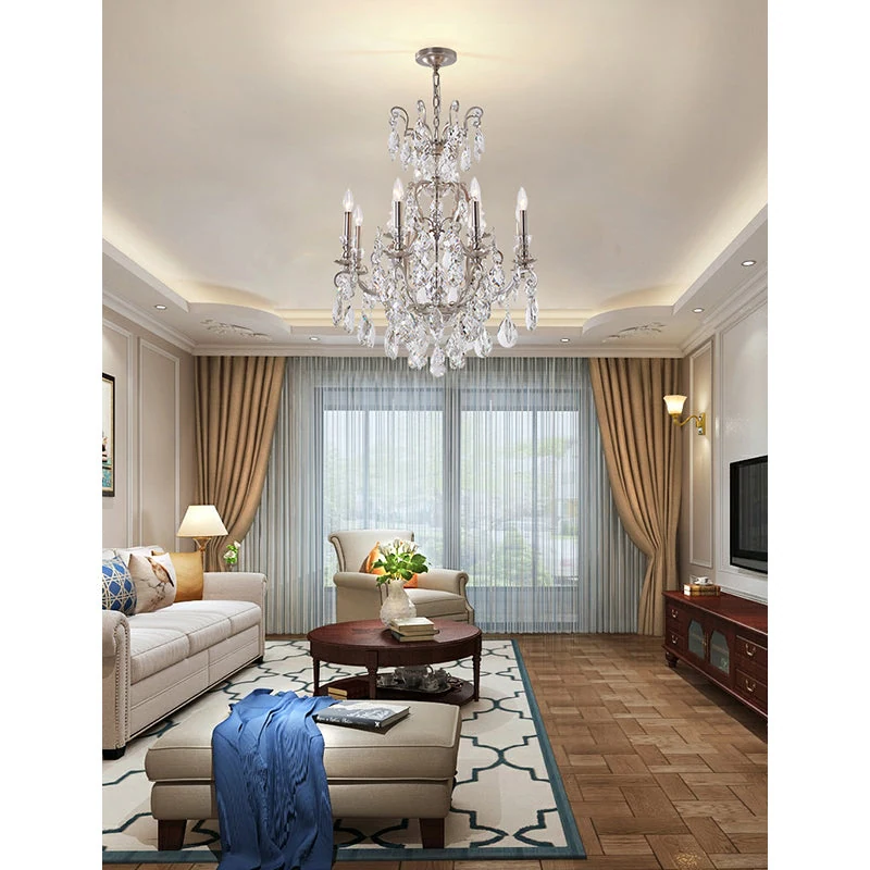 32-Inch Pewter 8-Light 2-Tier Candelabra Crystal Chandelier: BET79PEW — Crown Lighting