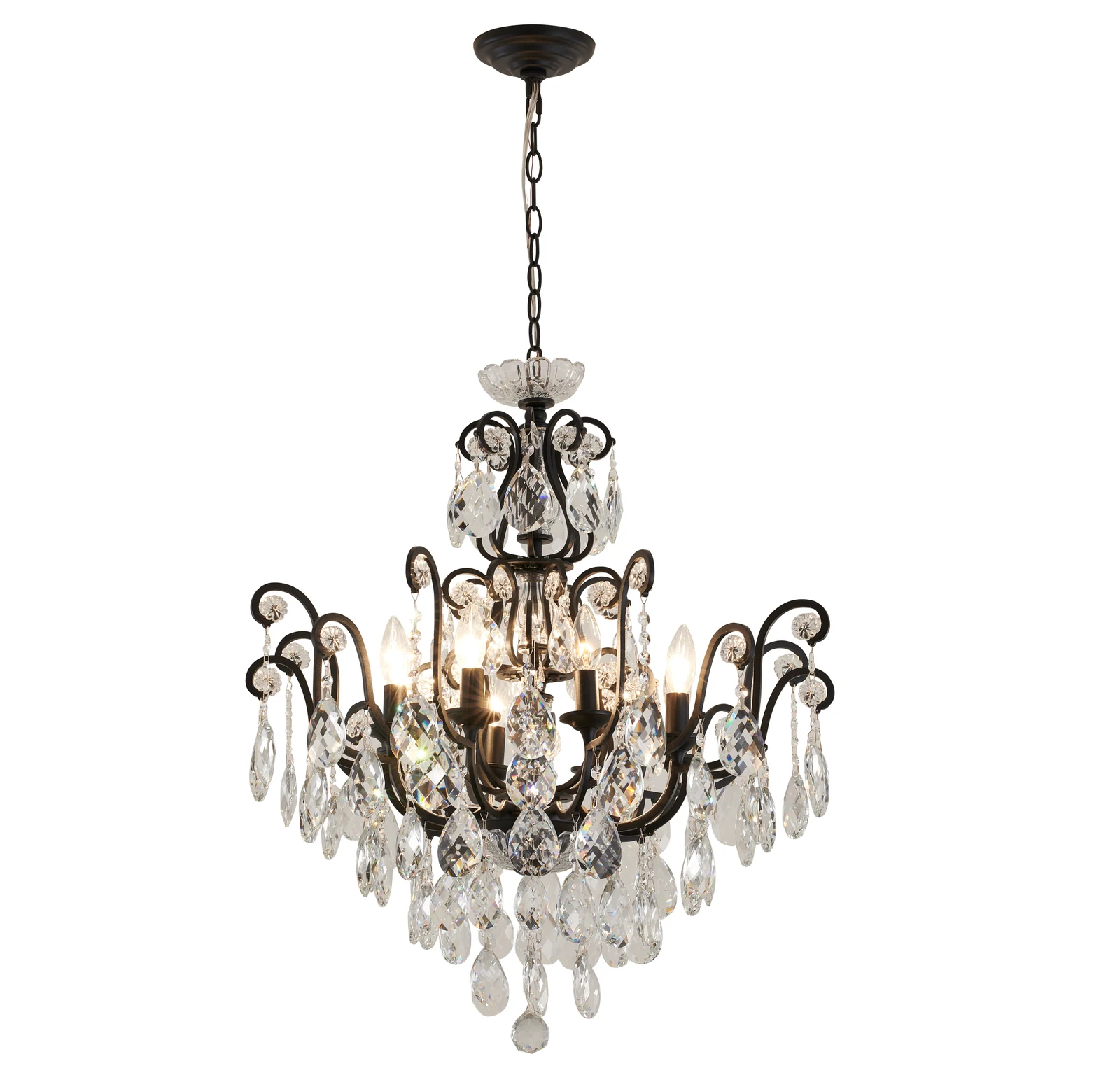 8-Light Matte Black Chandelier — Crown Lighting