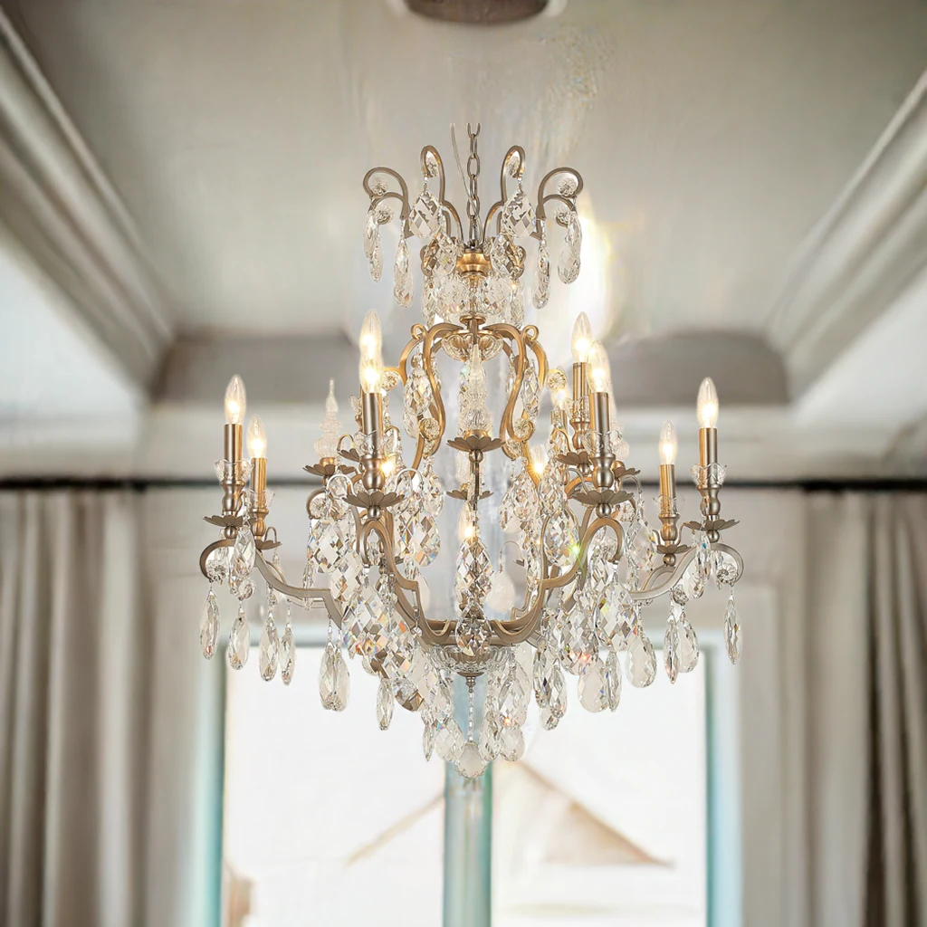 37-Inch Pewter 13-Light 3-Tier Candelabra Crystal Chandelier: BET80C32PEW — Crown Lighting