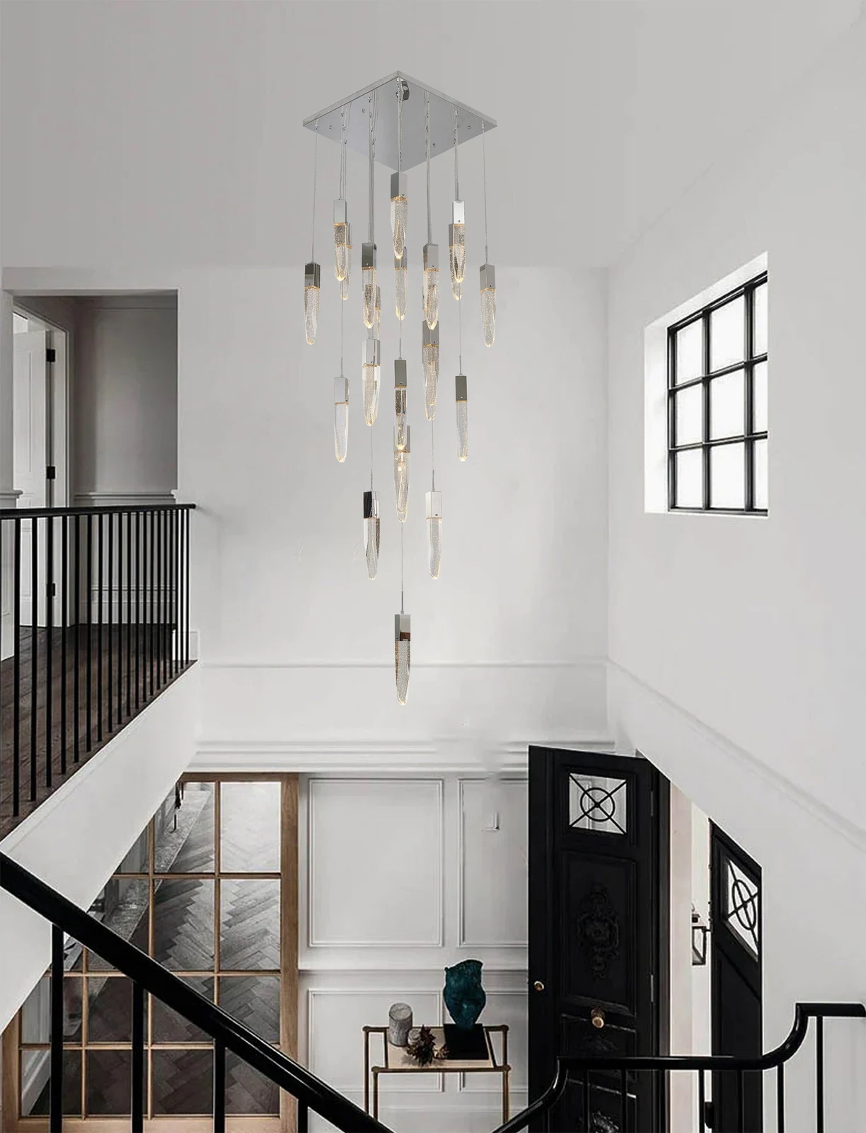 28-Inch Square Chrome 25-Light Clear Bubble Crystal Chandelier: ADS16C25CH — Crown Lighting