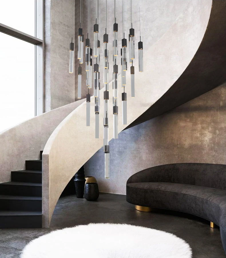 36-Inch Square Matte Black 41-Light Clear Block Crystal Chandelier: ADS11C41B — Crown Lighting
