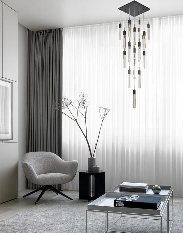 28-Inch Square Black Gun Metal 25-Light Clear Block Bubble Crystal Chandelier: ADS05C25B — Crown Lighting